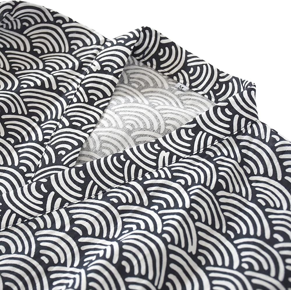 ZooBoo Japanese Kimono Nightgown Bathrobe - Cotton Spring Summer Robe Lightweight Thin Sleepwear for Men - Image 3