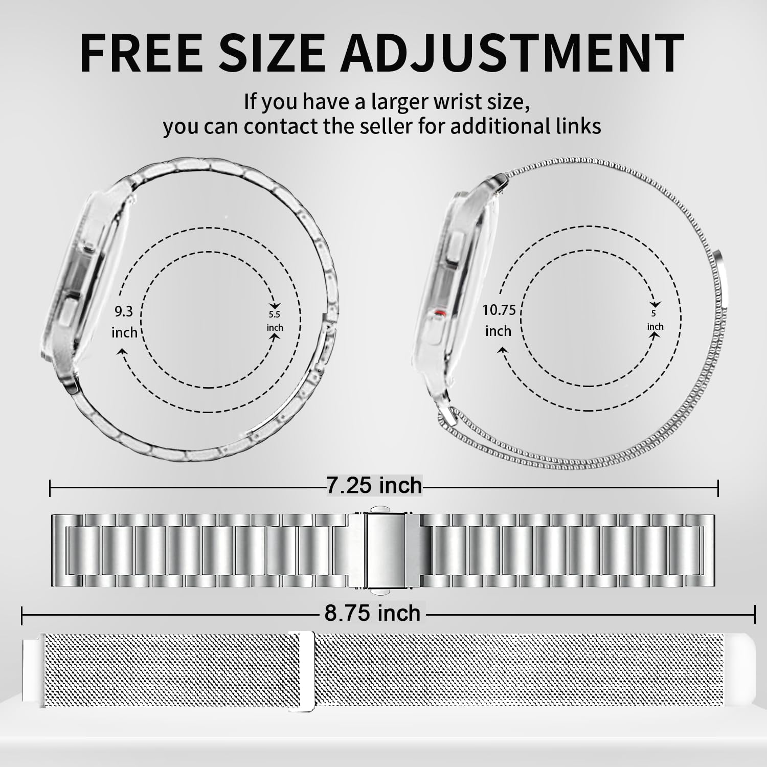 Kompatybilny z zegarkiem Samsung Galaxy Watch 7, 6, 5, 4, FE Band Pro Classic Active 2, 40 mm, 44 mm, 43 mm, 47 mm, 45 mm, 42 mm, 46 mm, 20 mm, 3, 41 mm, męski, damski, metalowy, elegancki, biznesowy