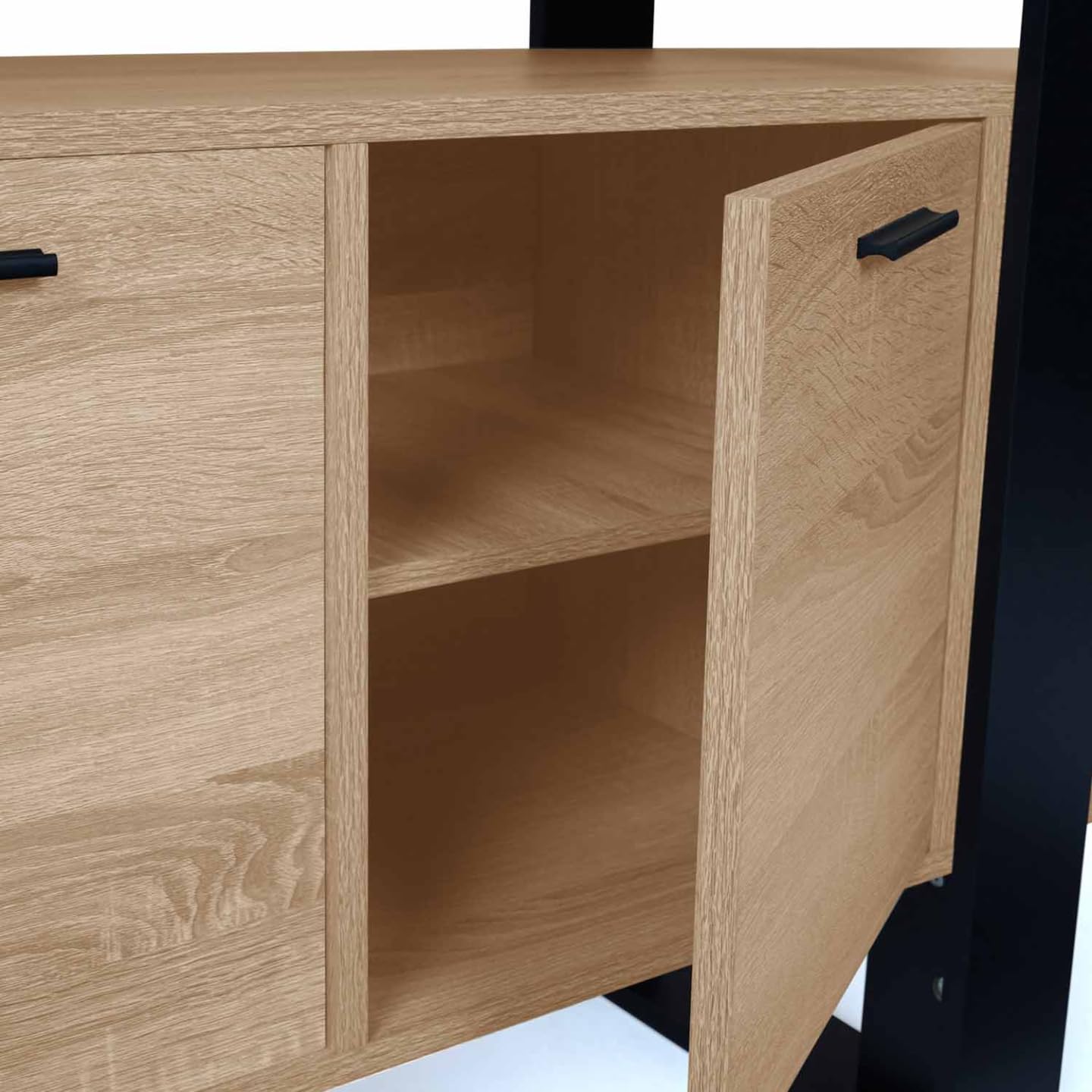 IDMarket - Mueble aparador Phoenix XXL de 160 cm, 4 puertas, madera y negro