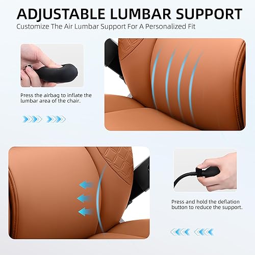 Miniatura 5 de Silla de oficina, silla de escritorio ergonómica con brazos abatibles 5D con soporte lumbar ajustable para dolor de espalda, extra ancha 500LBS