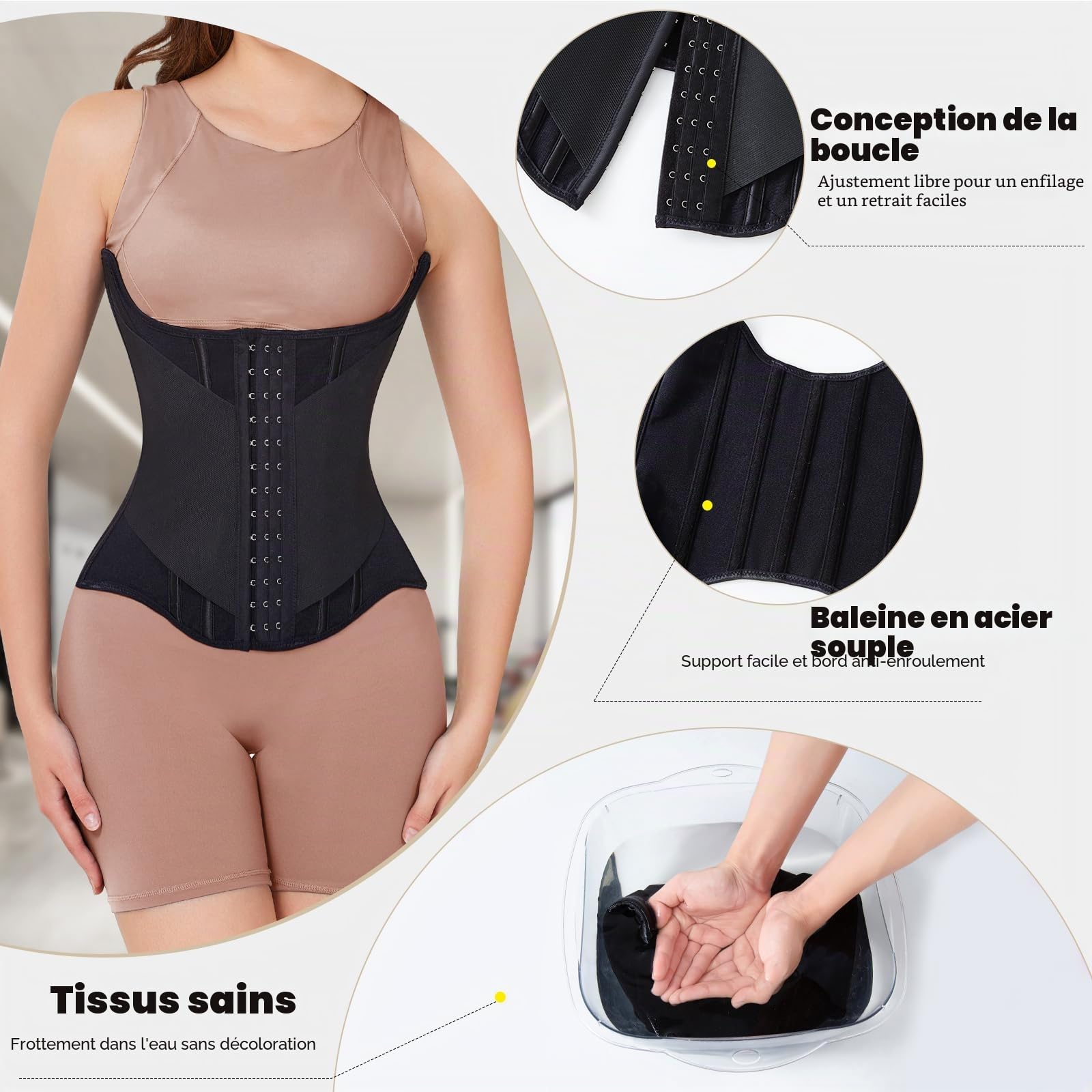 Corset Minceur Femme Ventre Plat, Ceinture Gainante en Forme de U Ceinture Post Partum Corset Minceur Serre Taille Body Sculptant Femme Ceinture Abdominale Serres-Taille