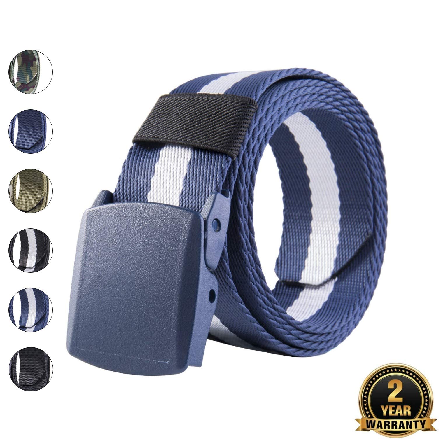 MOZETO Mens Belt, Canvas Military Tactical Nylon Webbing Belt for Men Sports Golf Outdoor, Metal-Free, Waist 26"-44"