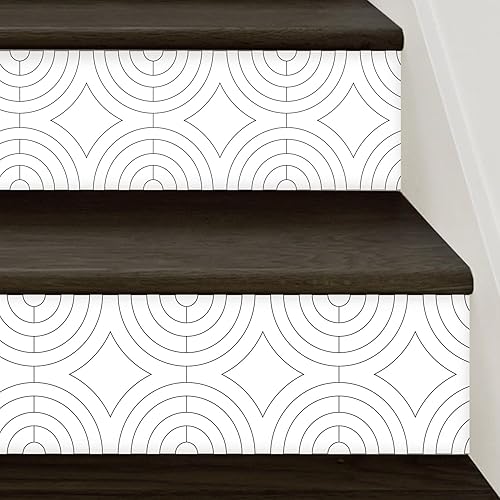 Miniatura 8 de funlife 14 calcomanías de vinilo autoadhesivas para escaleras de pelar y pegar, decoración de murales para escaleras, 39.37 x 7.09 pulgadas, arco