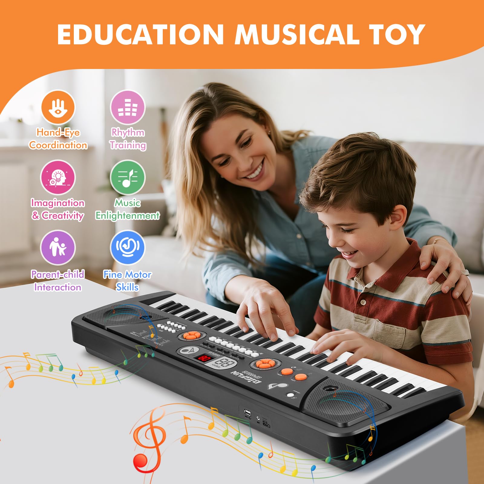61 Key Upgrade Piano Keyboard for Kids Beginners Electronic Keyboards Pianos with LCD Screen Microphone Musical Instrument Toys for 3 4 5 6 7 8 Year Old Boys Girls Gifts