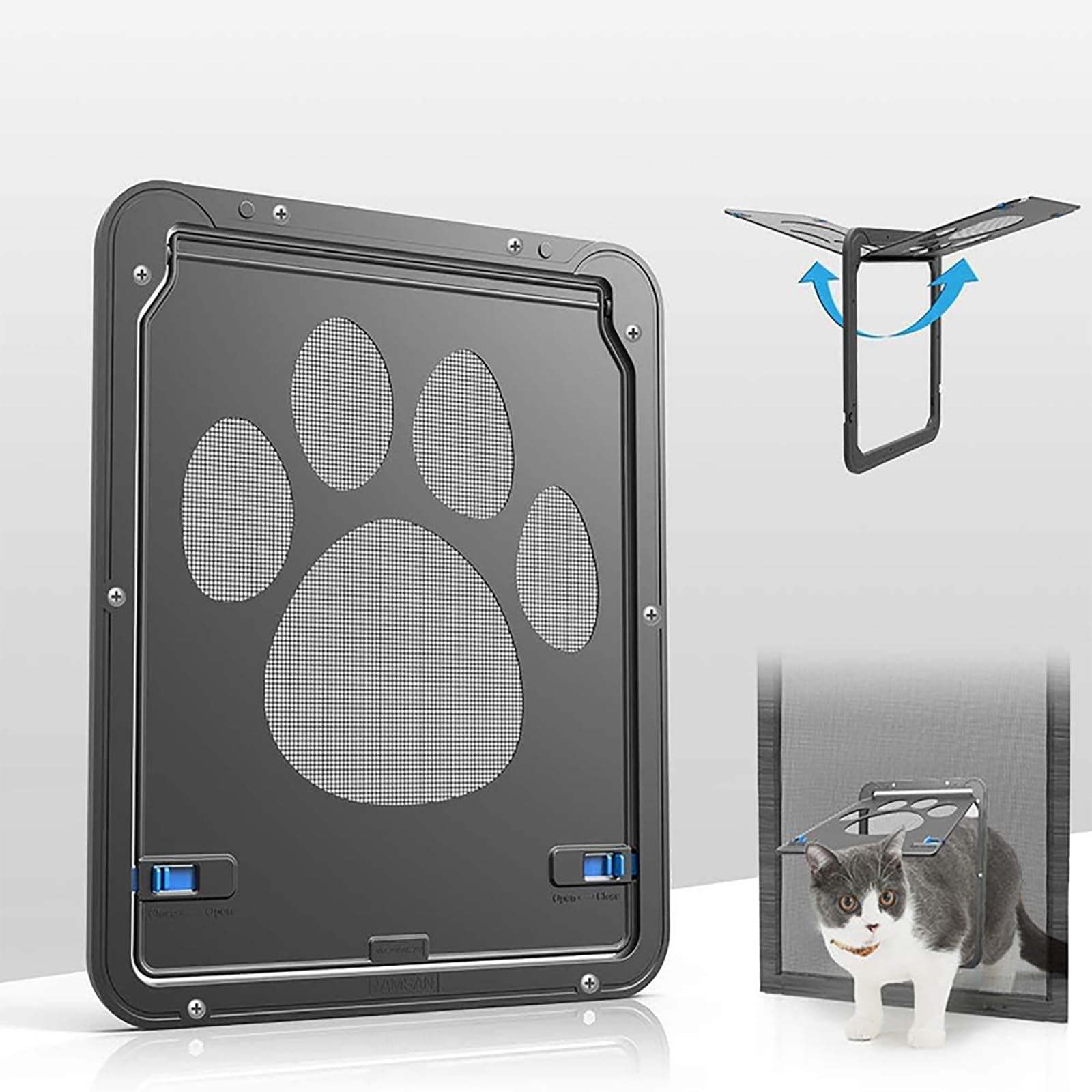 Generico Gatera para gatos, 29 x 24 cm, puerta para gatos con cierre automático, puerta para gato, mosquitera para gato