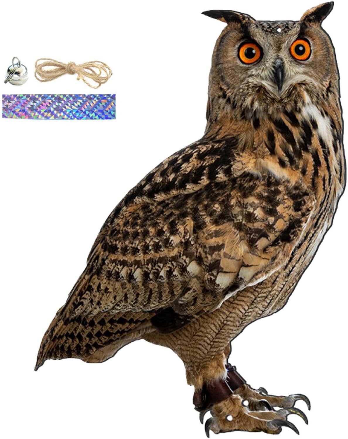 Fake Owl Decoy, Owl Bird Scarer with Sound, Realistic Owl Scarecrow