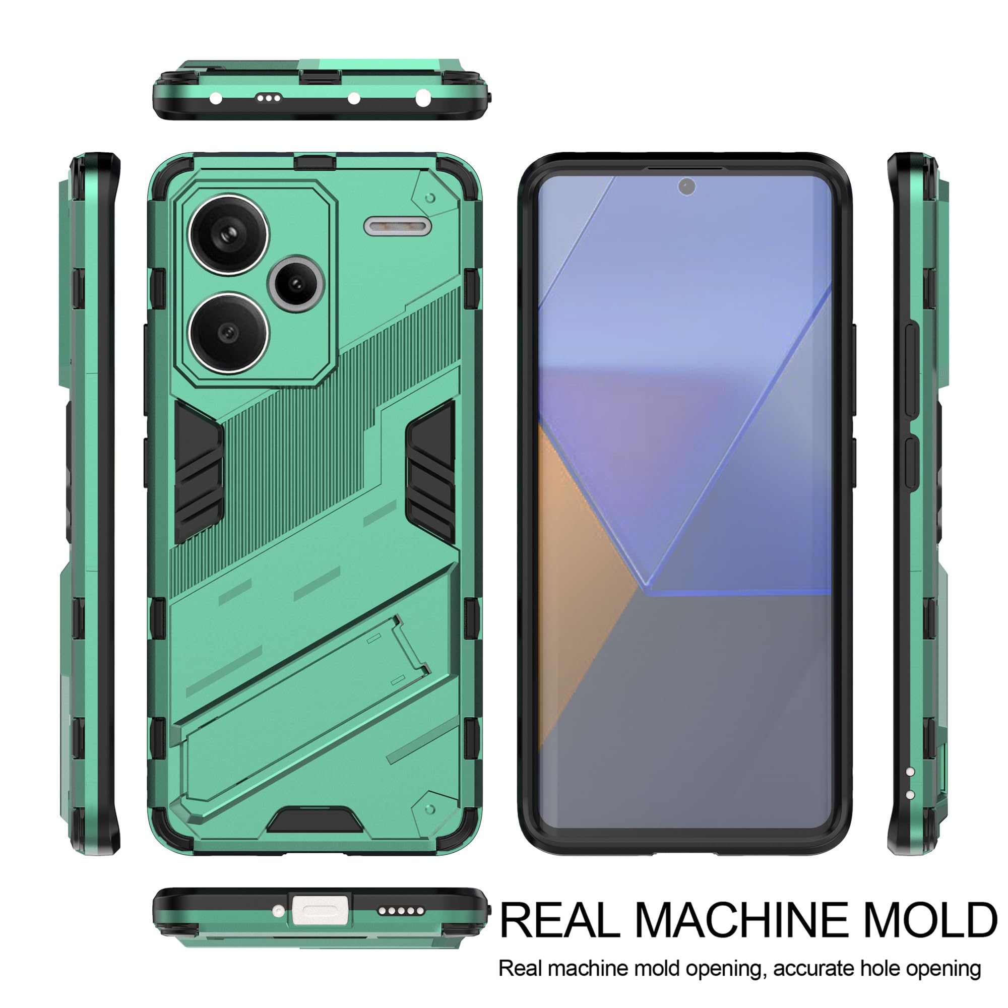 ESTH® Custodia per Xiaomi Redmi Note 13 Pro Plus con Supporto [Compatibile con Supporto Magnetico per Auto] Cover Paraurti PC + TPU, Rosso