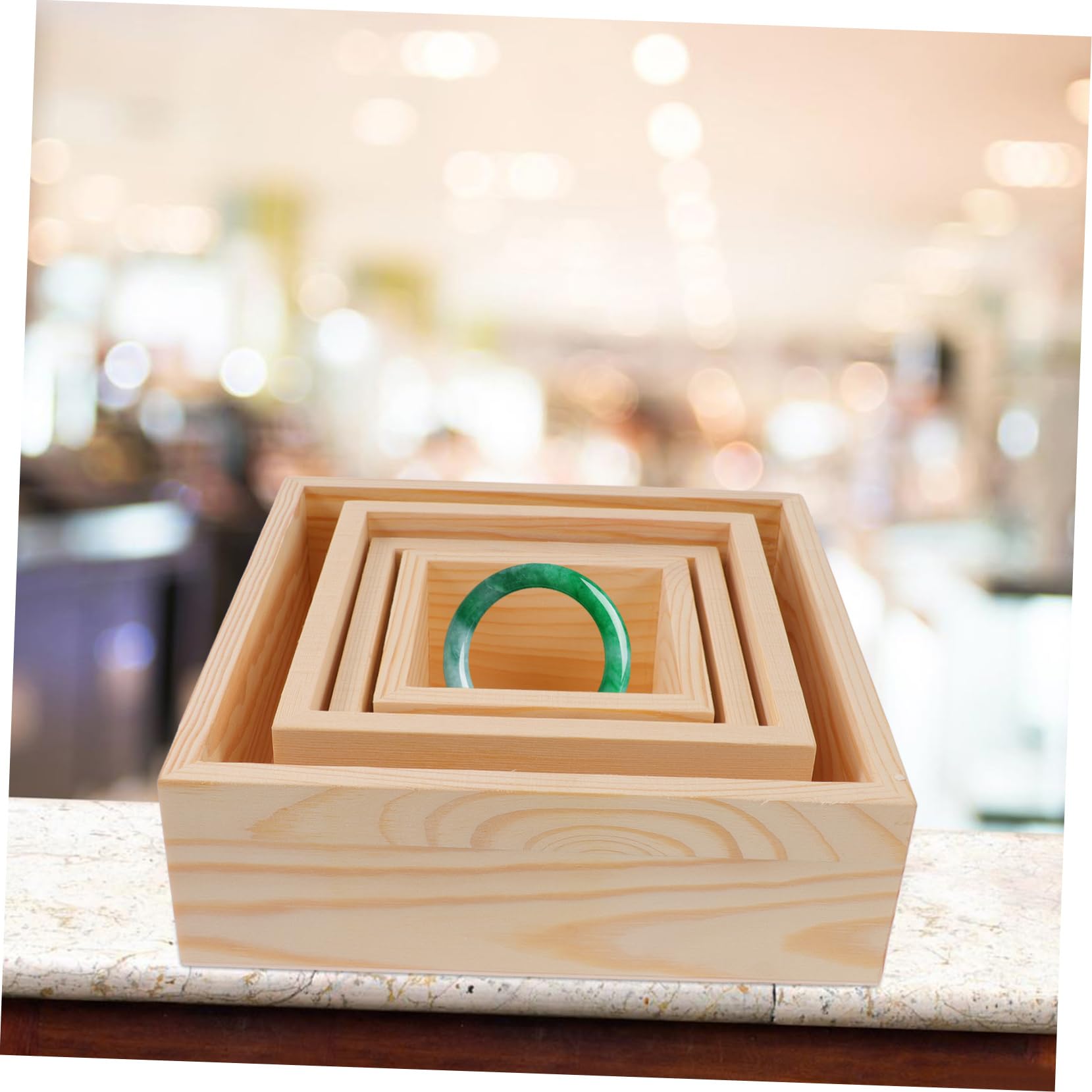 BESPORTBLE Plateau De Rangement De Bijoux En Bois Naturel