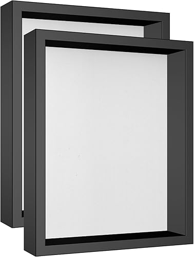 Marco de caja de sombra de 8 x 10 pulgadas con parte trasera de lino suave, pasadores de metal incluidos, caja de sombra de memoria para ramos de
