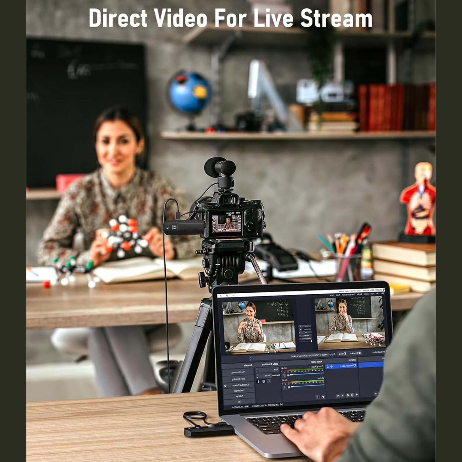 Annadue Bezprzewodowy Zestaw Przedłużacza HDMI 50M, Wejście 4K i Wyjście 1080P, z Adapterami Micro HDMI/Mini, Strumieniowe Przesyłanie Audio-wideo do Laptopa, Kamery do Telewizora i
