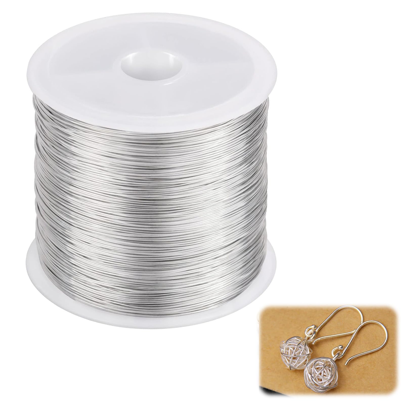 328Ft Jewelry Wire 26Guage 1Roll Tarnish Resistant Bare Quality Copper Beading Wire Roll Polished Sturdy Spool 100mx0.4MM for Jewelry Making DIY Necklace Bracelet Earring Supplies and Crafting(Sliver)