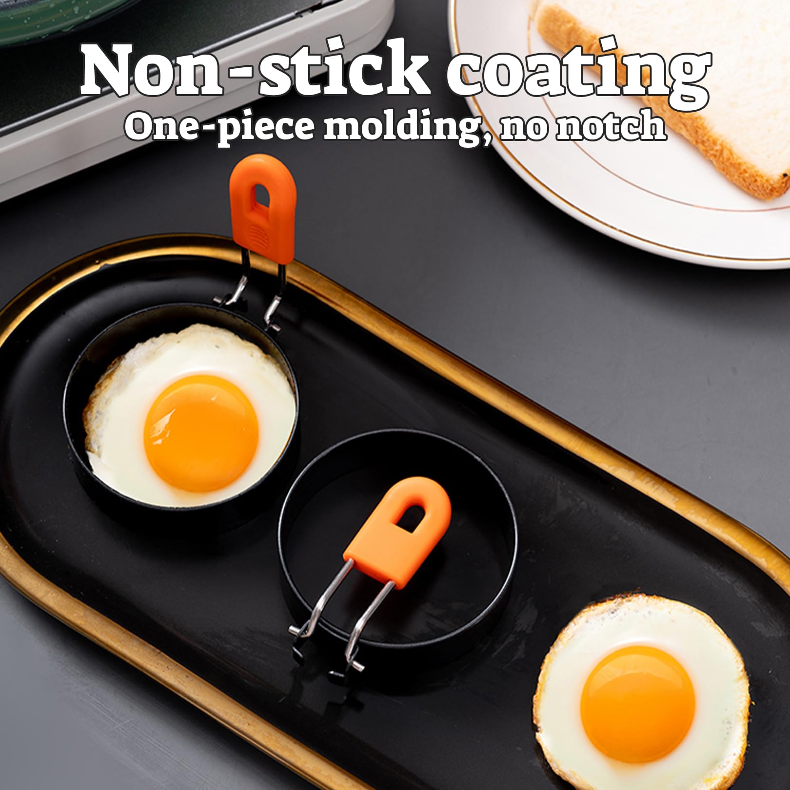 MALOUSUN Lot De 3 Moules à œufs Au Plat, Moule à Pancakes