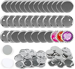 HTVRONT Blank Button Making Supplies - 200 Pcs Metal Button Pins for Button Maker Machine, 58mm Round Badge Making Supplies with Metal Shell Back Cover, Transparent Film and Blank Round Paper