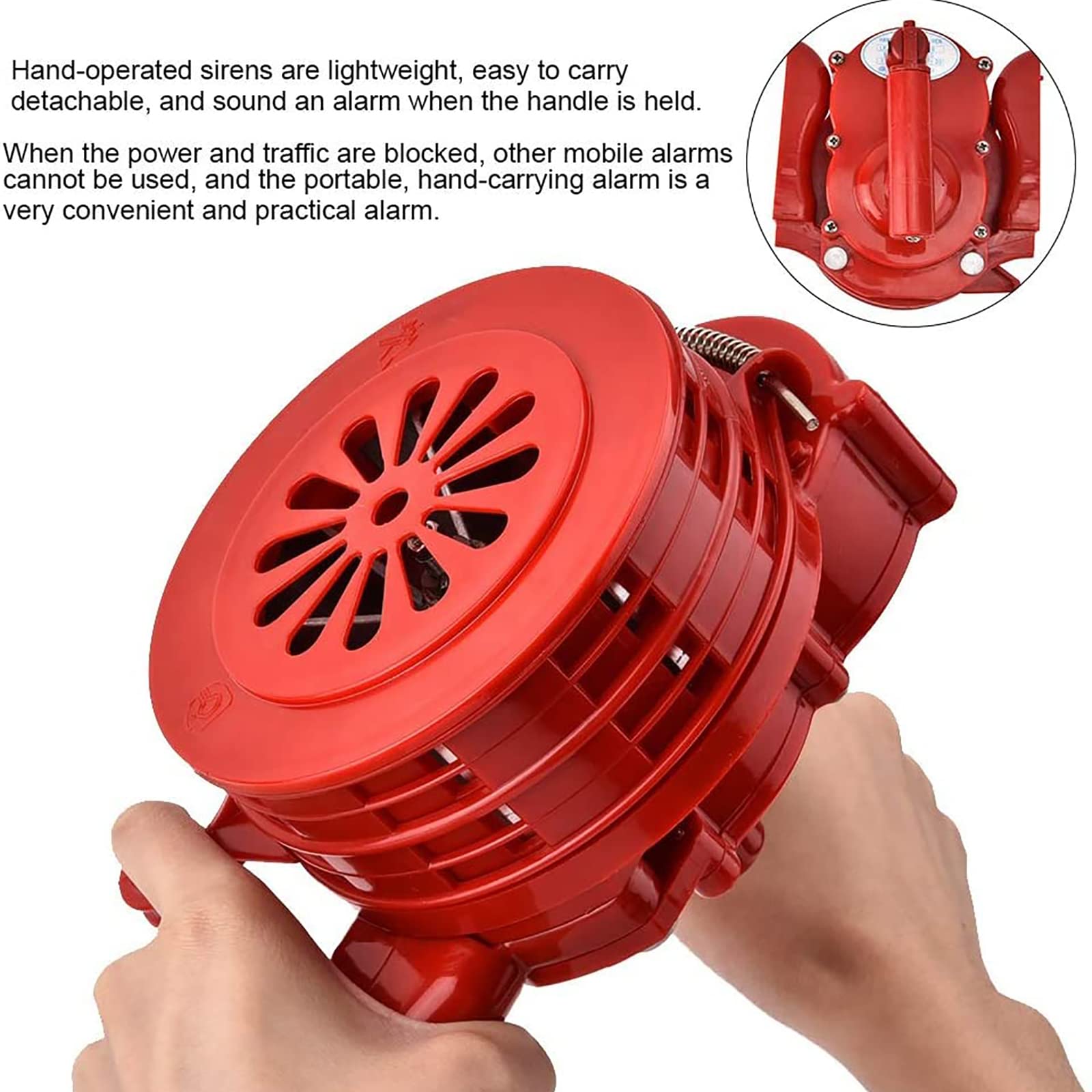 Hand Crank Alarm, Portable Air Raid Siren with Base, Volume ? 120/free Adjustment, Manual Operated Air Raid Horn, for Pastures, Gas Stations