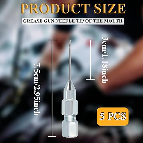 Miniatura 2 de 5 piezas de pistola de engrase, aguja de punta de la boca, adaptador de pistola de grasa para inyector, aguja extraíble dispensador de grasa, 2.76
