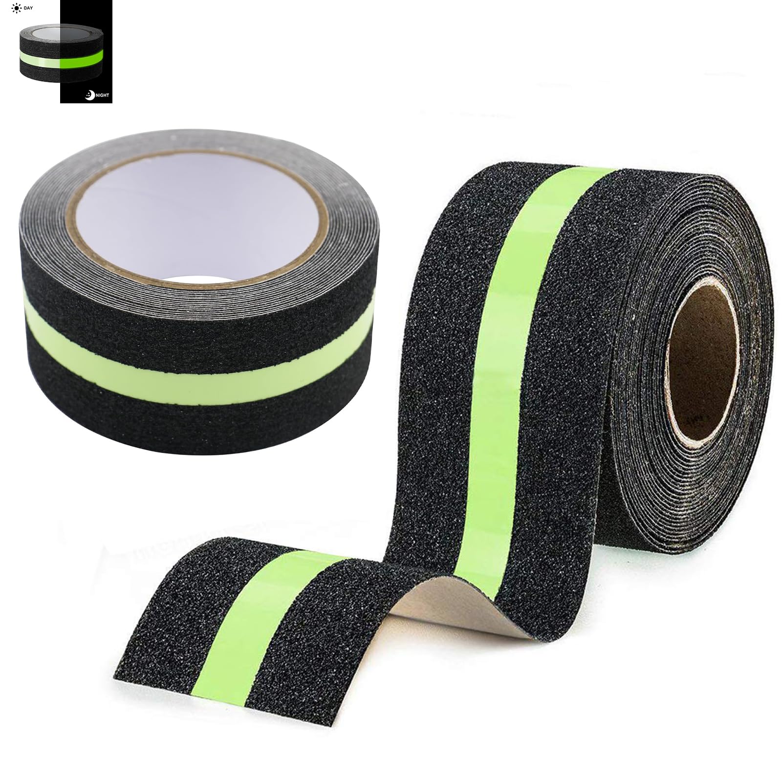 2 Rollos Cinta Antideslizante, 5CM X 10M Tiras Antideslizante Escaleras Autoadhesivo Brillan en la Oscuridad para Escaleras, Reducen el Riesgo Resbalones para Superficies Resbaladizas