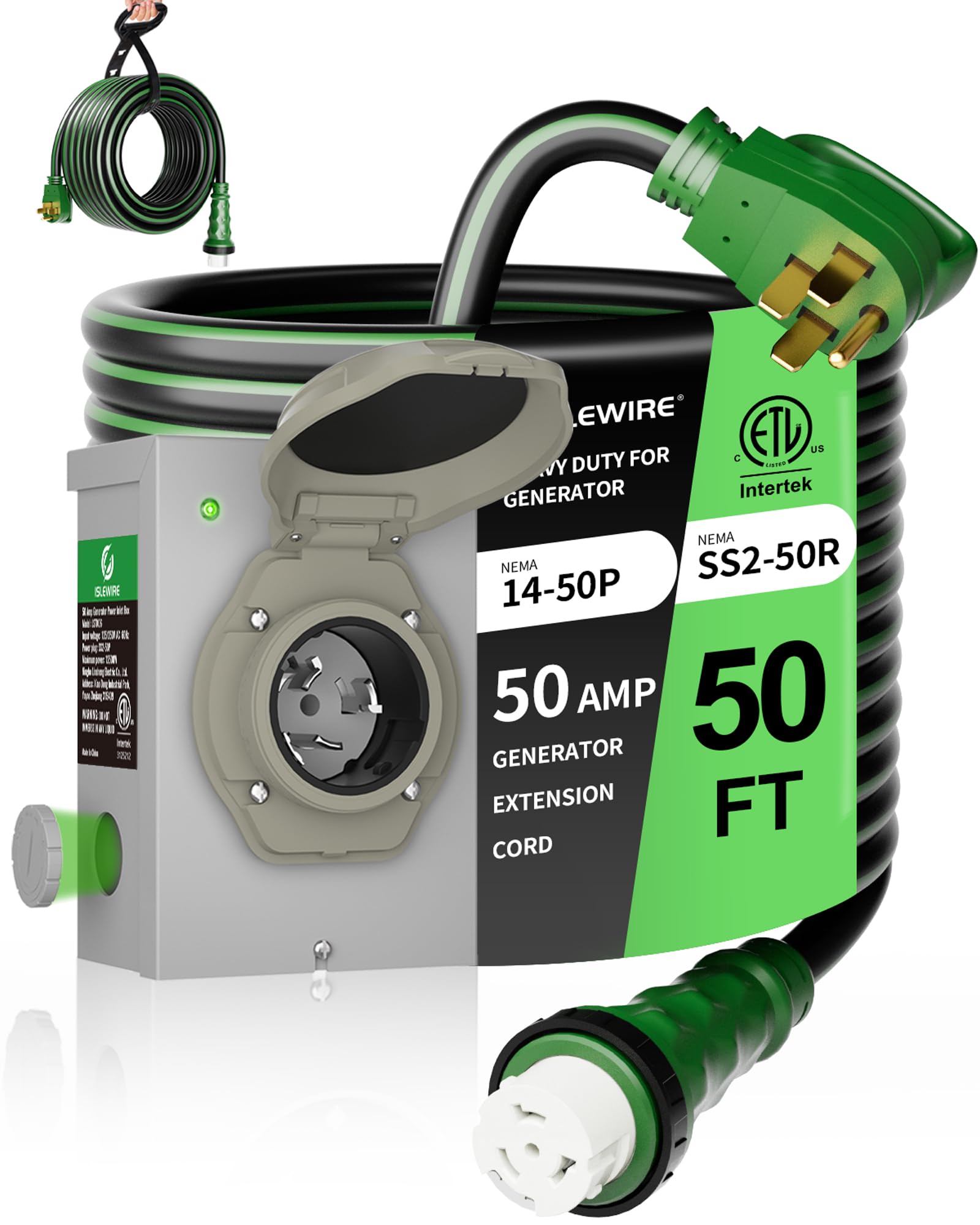 Amazon.com: 50 Amp 50FT Generator Cord and Pre-Drilled Power Inlet