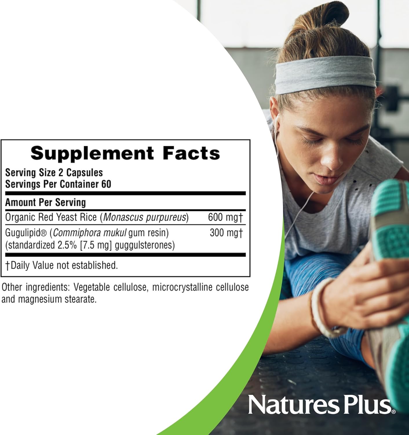 NaturesPlus Herbal Actives Red Yeast Rice & Gugulipid - 120 Capsules - Non-GMO, Vegan, Gluten Free - 60 Servings
