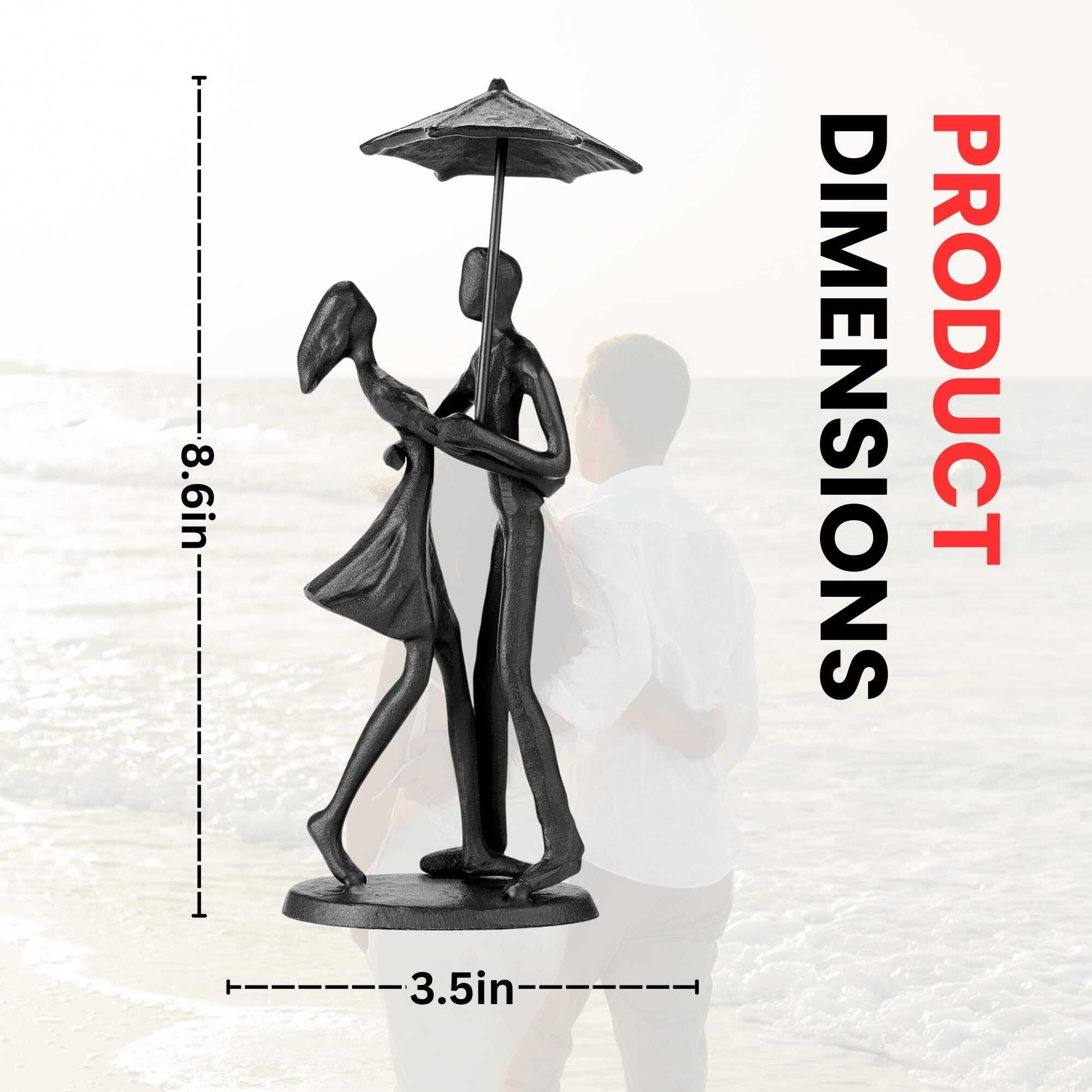 Regalos de inauguración Estatuillas románticas de Las estatuas y esculturas del Amor Bronce la decoración casera Moderna Arte Metal Decoración única(Under Umbrella)