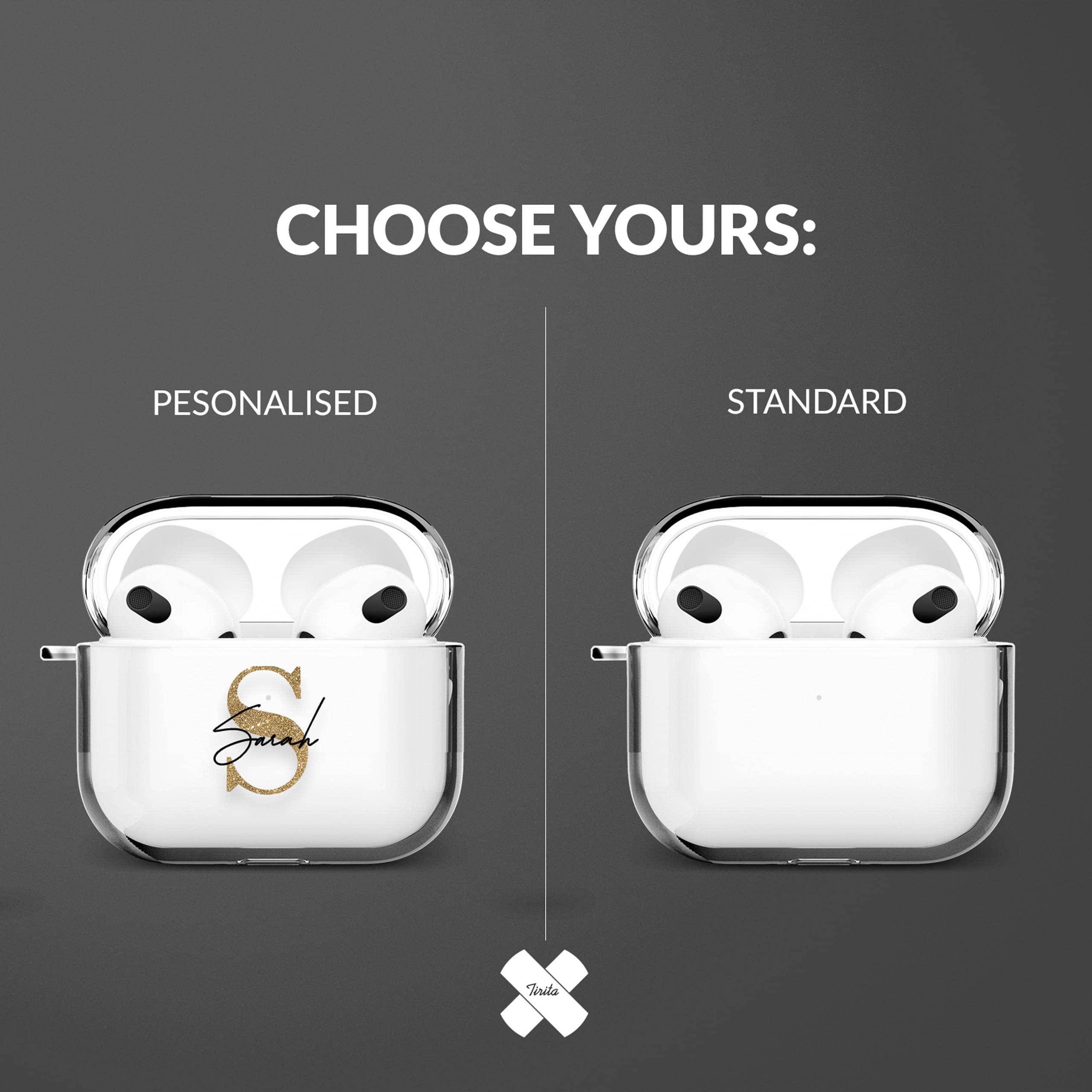 Tirita Personalised Custom Case Compatible with Apple AirPods 4th gen, Support Wireless Charging, with Carabiner, Front LED Visible [14- Golden Bee] — view 66