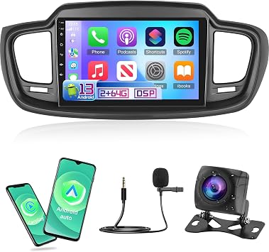NHOPEEW [2+64G] Android Stereo for KIA Sorento 2015-2020 with Wireless Carplay and Android Auto, 10.1 inch Touchscreen Aftermarket Radio with DSP, WiFi, GPS, Mirror Link, SWC + Backup Camera + Canbus