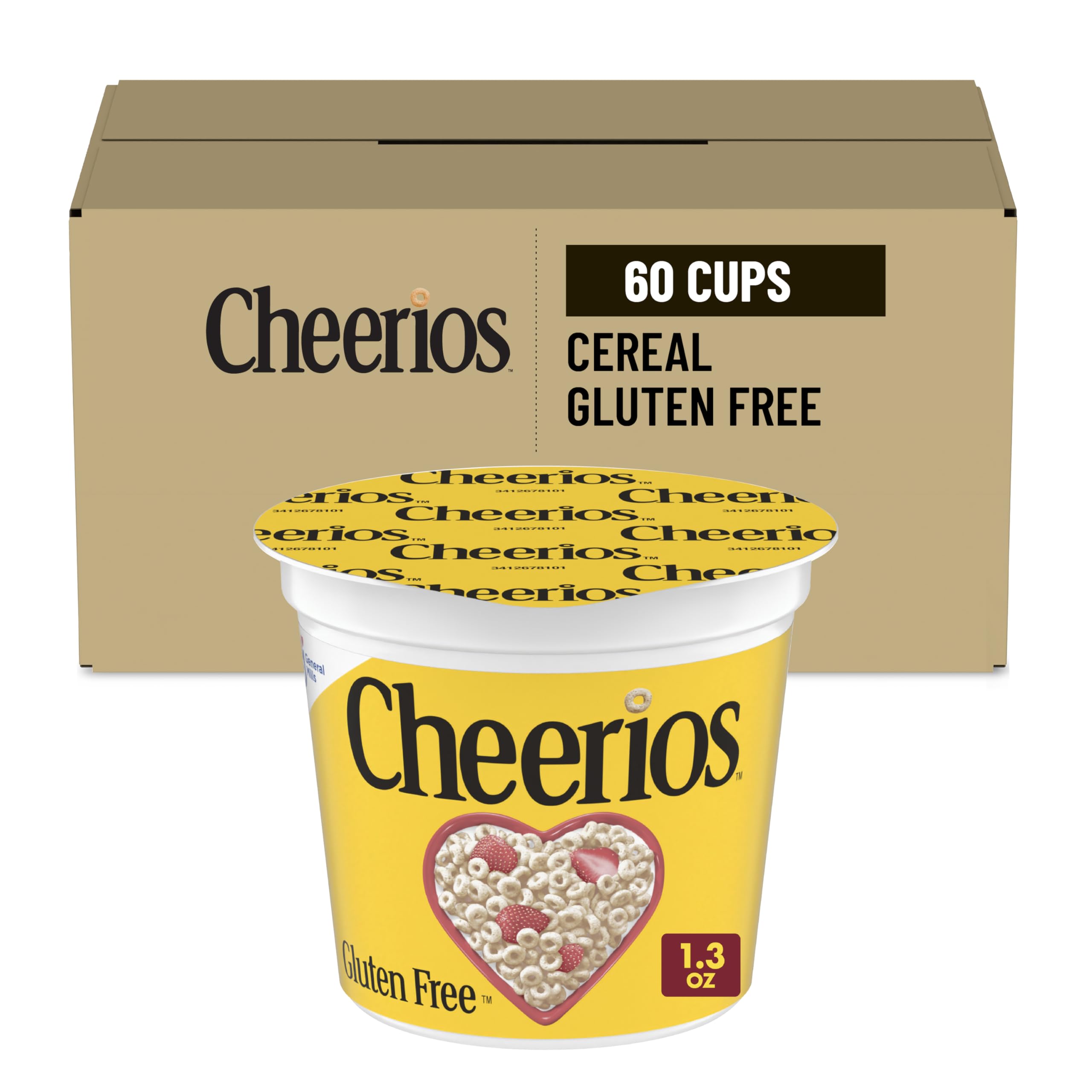 Cheerios Cup Cereal, 1.3 Oz (Pack of 60)