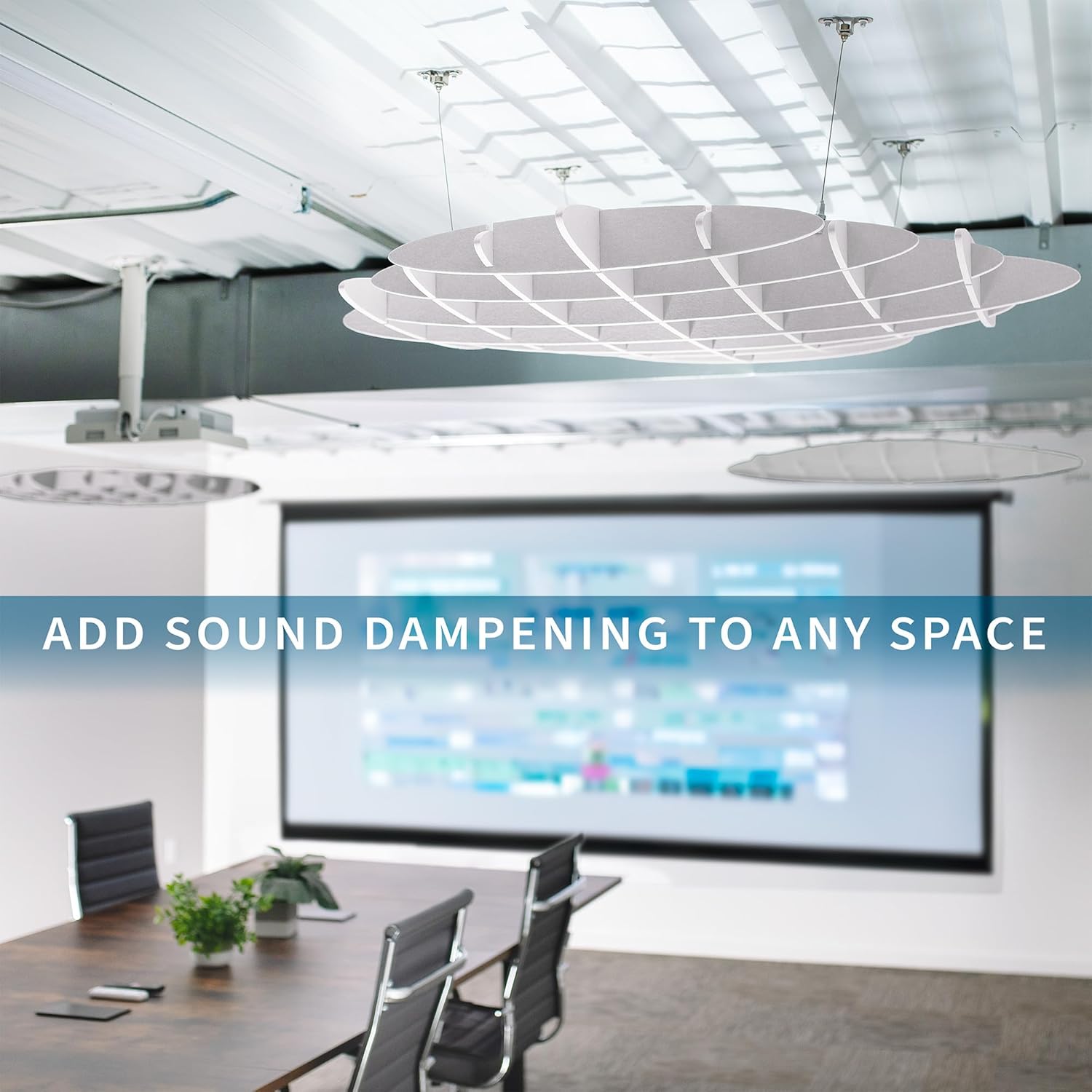 VIVO Acoustic Ceiling Waffle Panel, Hexagonal Hanging Sound Absorber, Modern Noise Reduction Chandelier, White, PP-CW01W