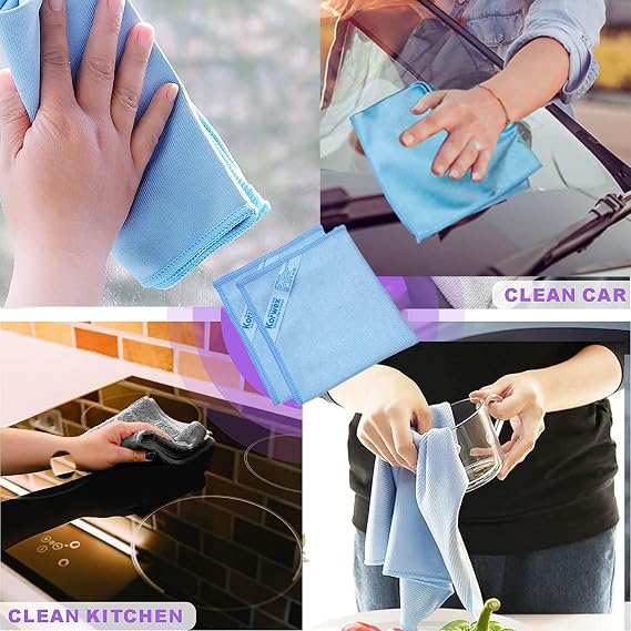 Longmann Window Cleaning Cloth, Glass Cloth, Cleaning Cloth, Streaks Schatches Free (Blue 2 Pack)