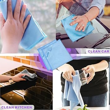 Longmann Window Cleaning Cloth, Glass Cloth, Cleaning Cloth, Streaks Schatches Free (Blue 2 Pack)
