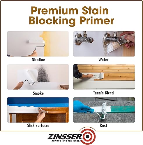 Miniatura 4 de Rust-Oleum 3504 Zinsser Cover - Imprimación a base de aceite, cuarto de galón (paquete de 6), blanco, 6 latas de pintura