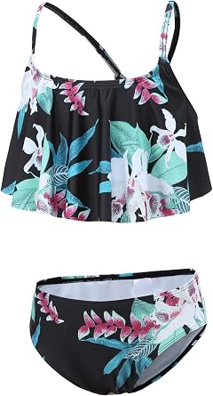 Girls Two Piece Swimsuits Rainbow Bikini Sets Adjustable Strap Bathing Suits