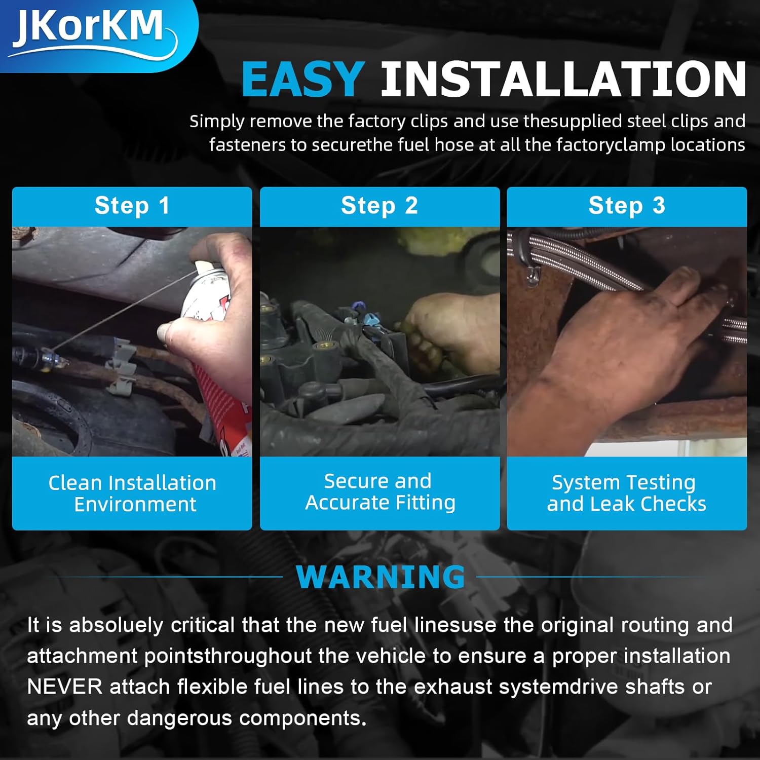 Fuel Line 819-840 Compatible with 1999-2003 Chevy Silverado 1500 2500 HD 3500 GMC Sierra 1500 2500 HD 3500,819840 Flexible Stainless Steel Braided Fuel Hose Set OE#819-840 15043857 15765803