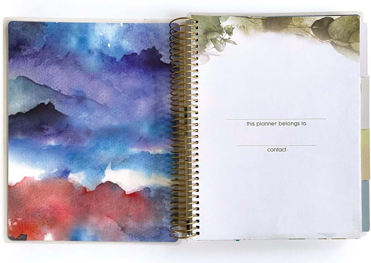 Paper House Productions 12 Month Undated 9.5" Planner with Month and Event Flag Stickers - Watercolor Flora