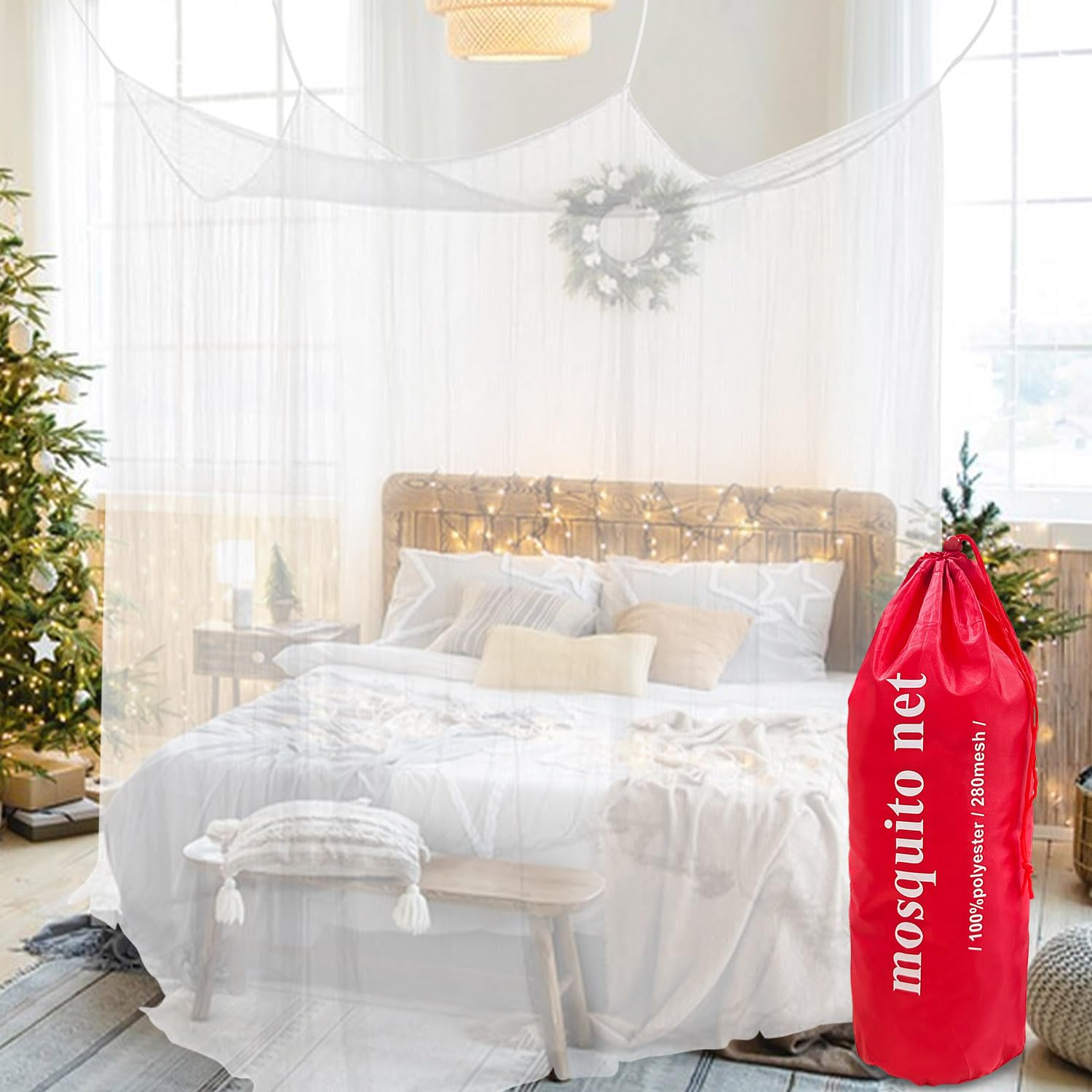 Mückenschutz Bett Netz XXL - Moskitonetz 200x200x180cm Für Doppelbett, Garten & Camping