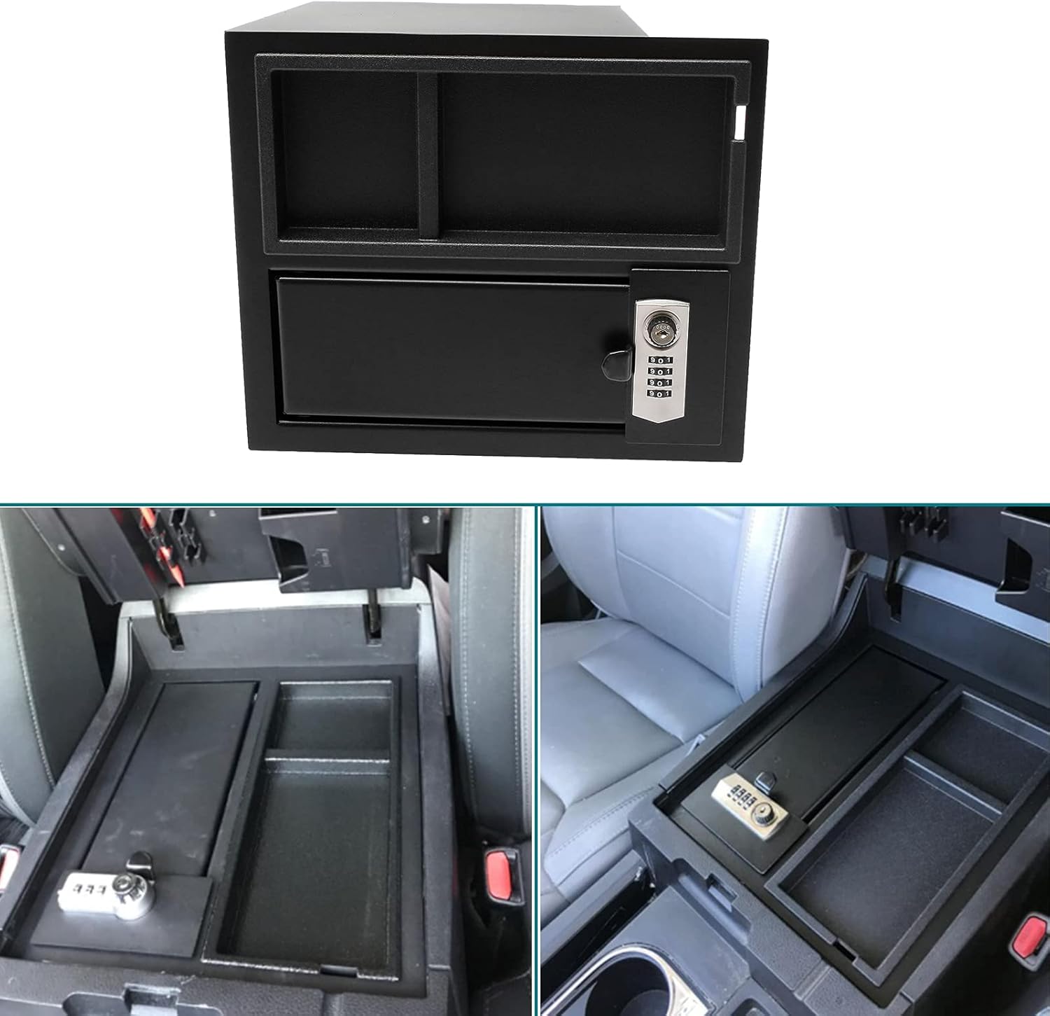 Center Console Safe Storage Box Set, with 4-Digit Combo Lock & 2 Keys, Compatible with 2014-2021 Toyota Tundra 5.7L V8, Replace# 00016-34174