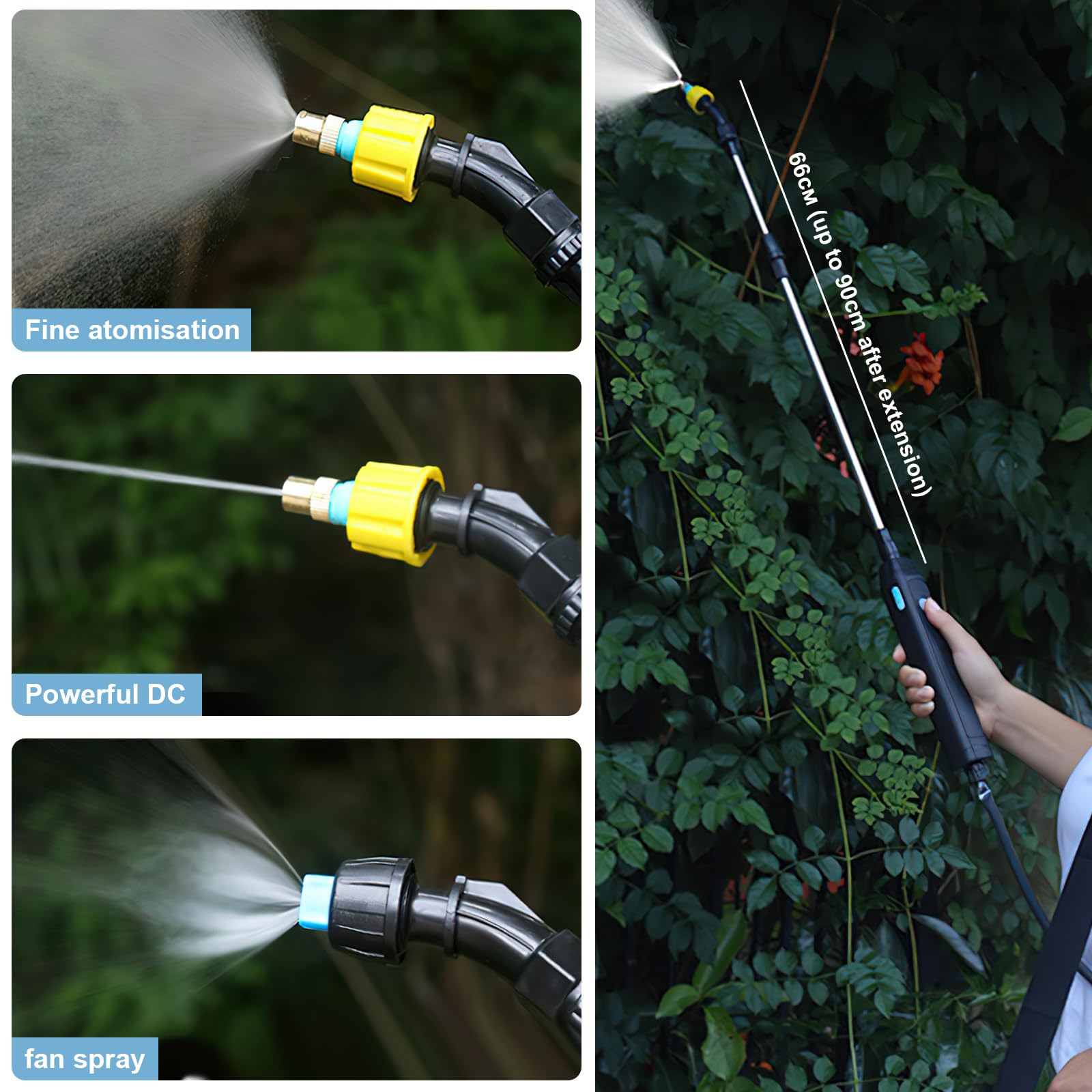 Pulvérisateur électrique 5L/8L, pulverisateur de Jardin avec pulverisateur Lance telescopique, Max 90 cm, 2 Buses, 2000mah, pour Désherbage Pulvérisation Nettoyage (8L)