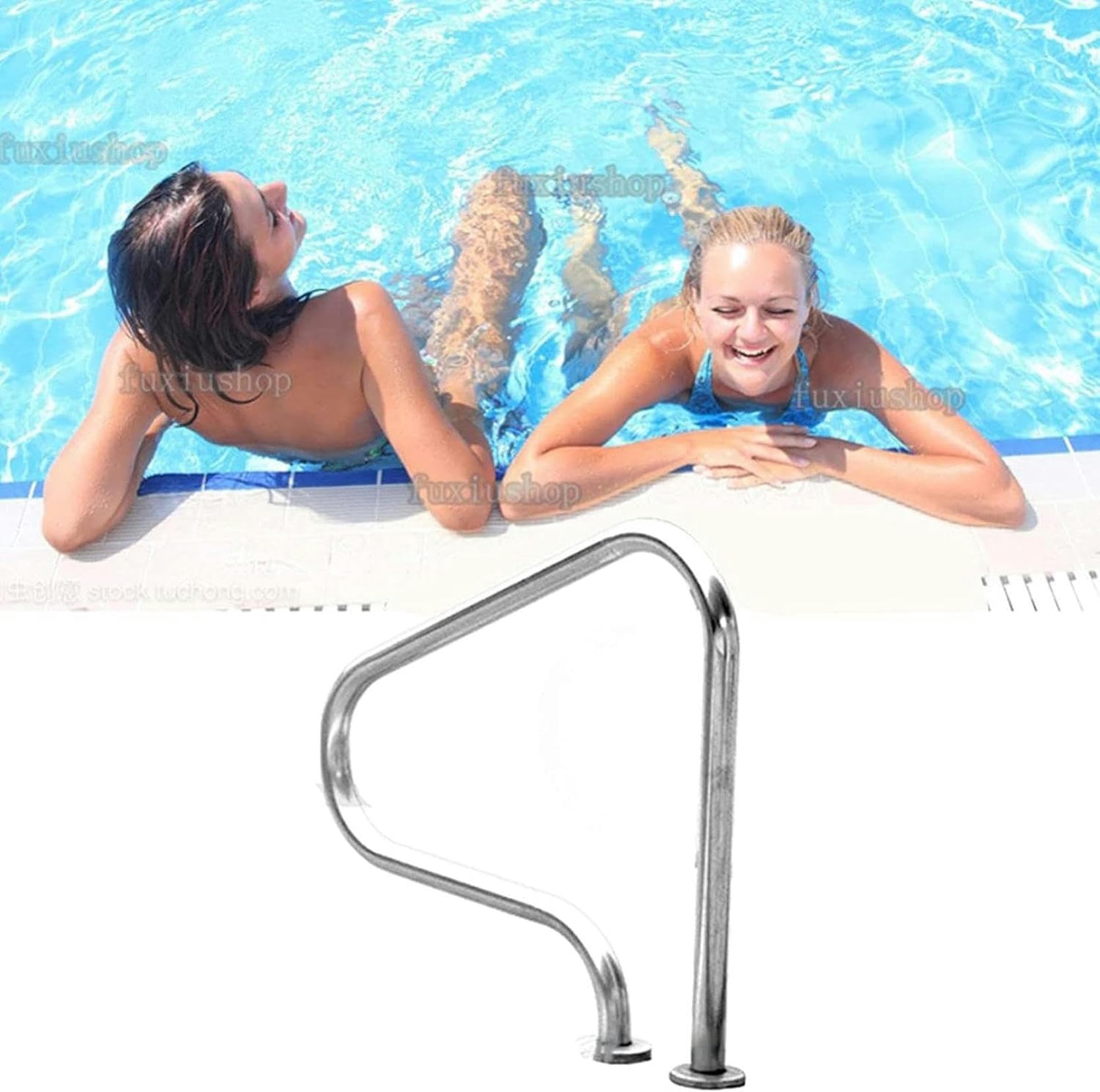 Main courante de piscine robuste avec structure inclinée ergonomique