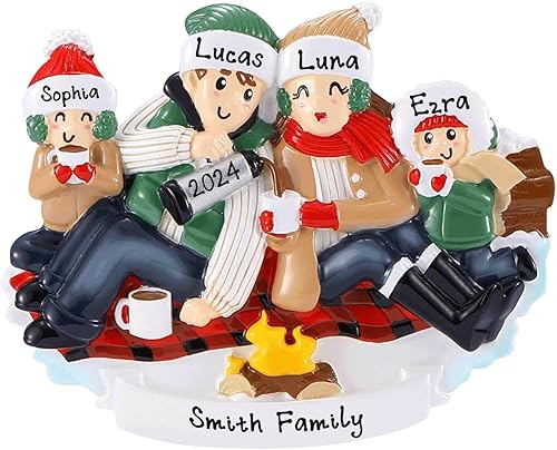 Miniatura 2 de Adorno personalizado para árbol de Navidad 2023 – Adorno de Navidad personalizado para familia de campamento – Adorno decorativo de familia feliz