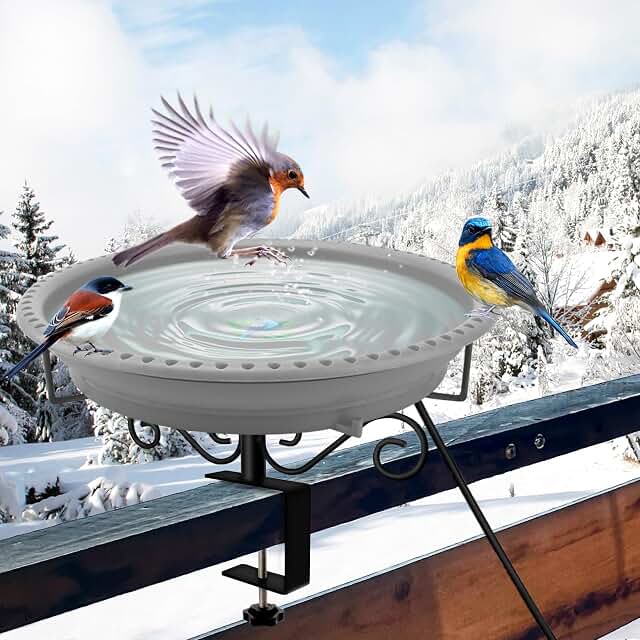 Lovppy Heated Bird Bath for Deck Railing