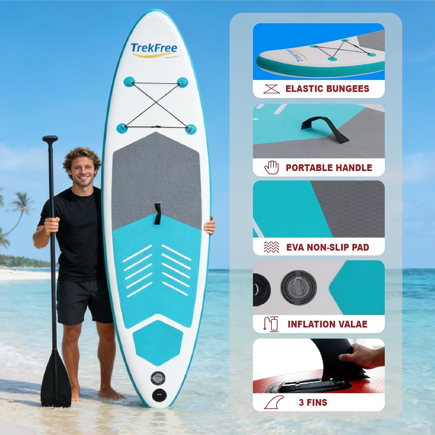 Inflatable Stand Up Paddle Board, 10'6" Paddle Boards with StabilTrac Fin and Durable SUP, Non-Slip EVA Deck, Ultra-Light Manual Air Pump,Our SUP for Youth & Adults of All Skill Levels,Green