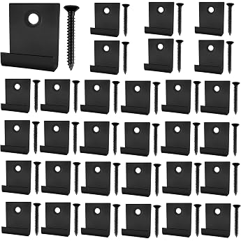Pack of 30 WPC Mounting Clips Start / End Clamp Hidden Starter Mounting Board Clip with Self-Tapping Screw Stainless Steel DIY Hardware Black