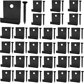 30Pcs Composite Decking Clips, Hidden Starter Fastener Board Clip with Self-Tapping Screw Stainless Steel DIY Hardware Black