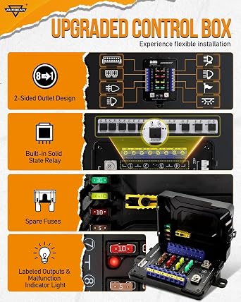 Auxbeam RB80 RGB 8 Gang Switch Panel w/Momentary Toggle Pulsed, 12-24V