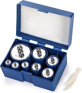 Bekith 1000g Precision Calibration Weights Set - 8PCS Steel Gram Kit 10g-500g with Tweezers for Digital Scales, Lab Balances, Jewelry