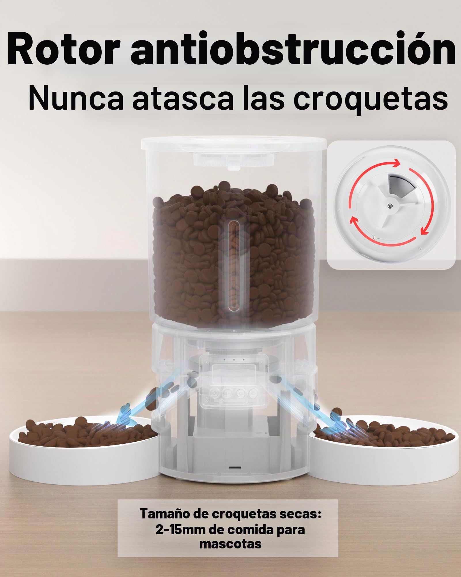 Miaosical Comedero automático para Gatos con Doble tazón para 2 Gatos, Gatitos y Perros pequeños (Blanco, 4,2 l, básico, 2 Cuencos)