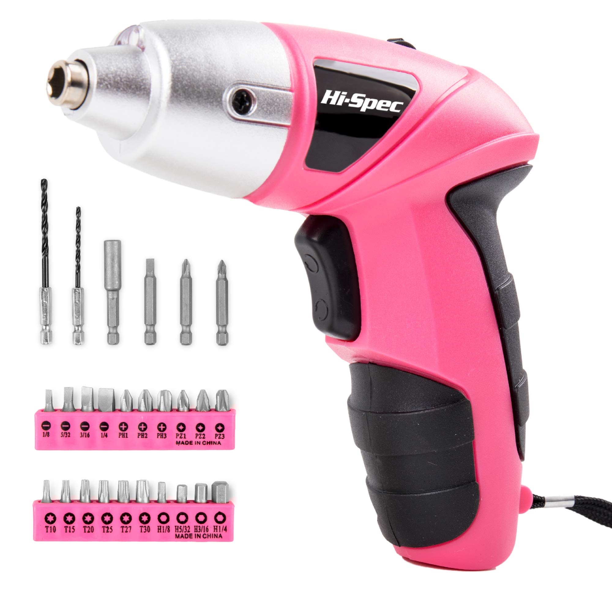 Buy HiSpec27 Pc Electric Screwdriver Pink 3.6V with 23 Drill Bit Set