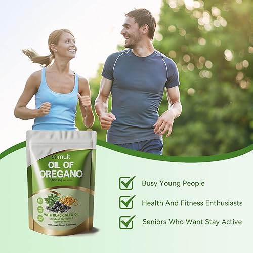 Miniatura 6 de Mtmult Aceite de orégano con aceite de semilla negra 6000 mg y moringa, aceite de orégano, cápsulas de aceite de orégano, píldoras de aceite de