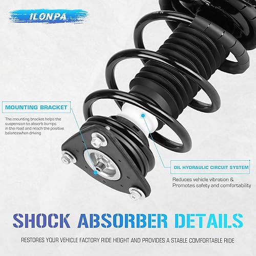 Miniatura 5 de Amortiguadores delanteros izquierdo y derecho con resortes helicoidales para Mazda 3 2004-2013, Mazda 5 2006-2010 Reemplazo para 172263 172264