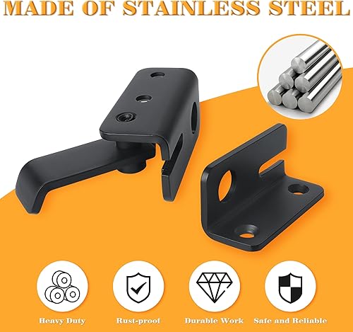 Miniatura 6 de Alise Pestillo de Compuerta Abatible, Pestillo de Puerta de Cobertizo Negro, Cerradura de Puerta de Granero, Cerradura de Cobertizo, Pestillo