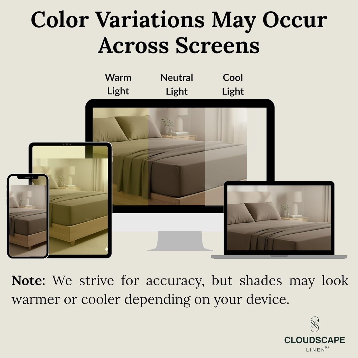 Cloud Scape Linen 100% Egyptian Cotton Sheets Queen Size, 4 Piece Breathable & Silky Sateen Weave Queen Sheet Set, Ultra-Soft & Perfect Cooling Hotel Luxury Sheets, Deep Pocket Fitted up to 15”, Taupe - Image 9